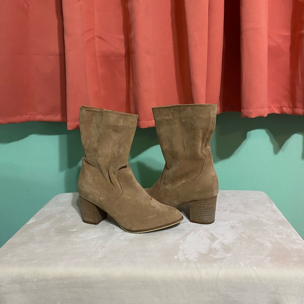 Light tan suede boots